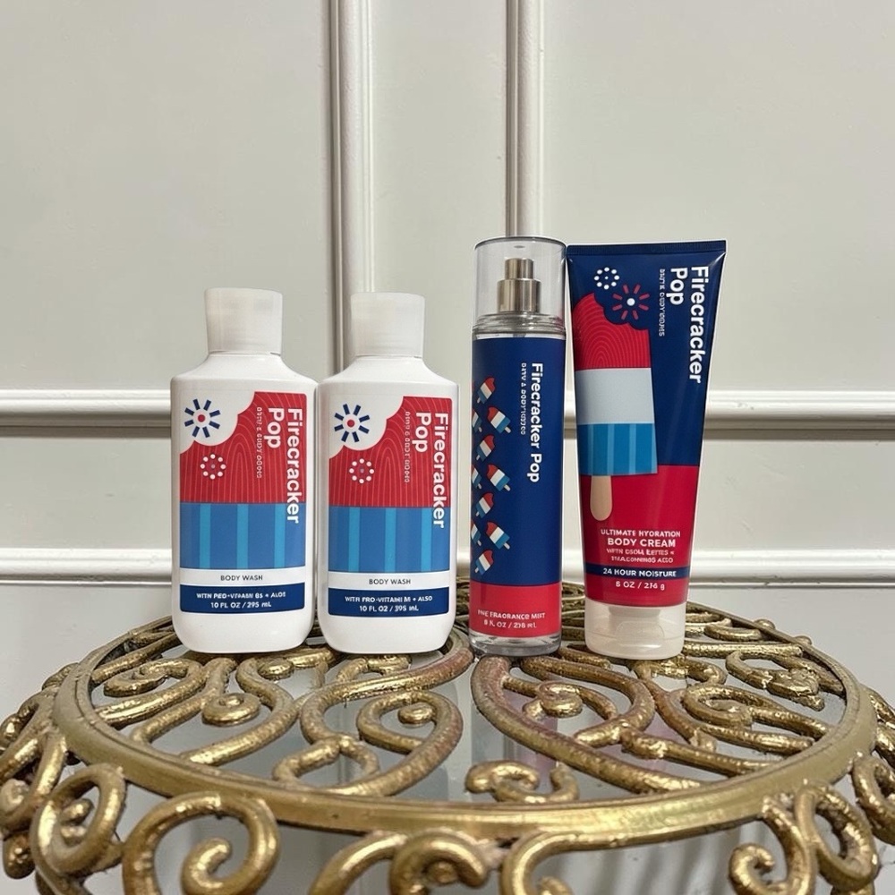 Bath & Body Works Firecracker Pop Body Care Set - Red, Blue, White